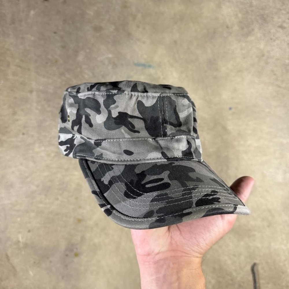 Vintage Y2K style black and white camo military grunge scene hat